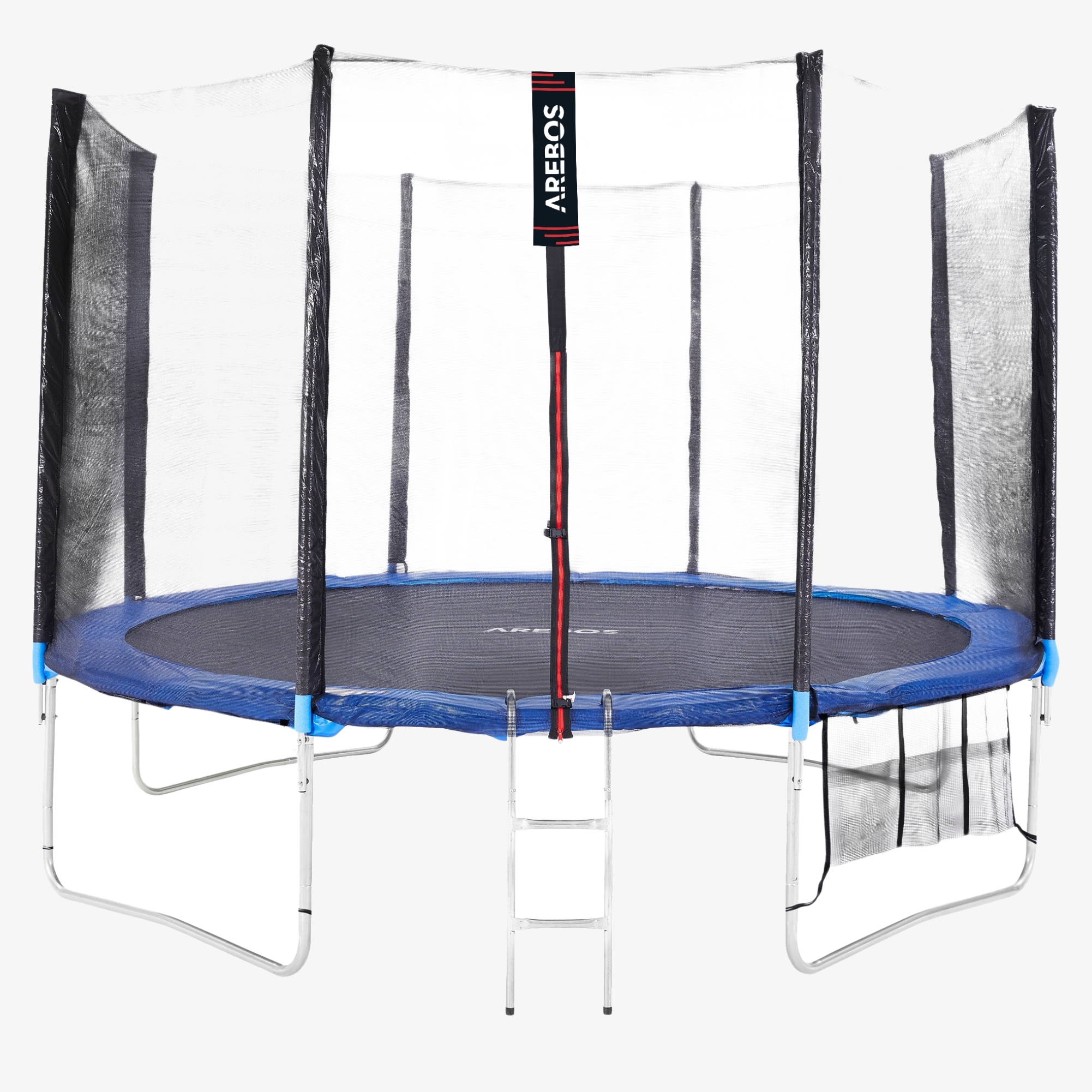 Arebos Trampolino Ø366cm/12piedi - Trampolino da giardino rotondo con rete di sicurezza e scaletta