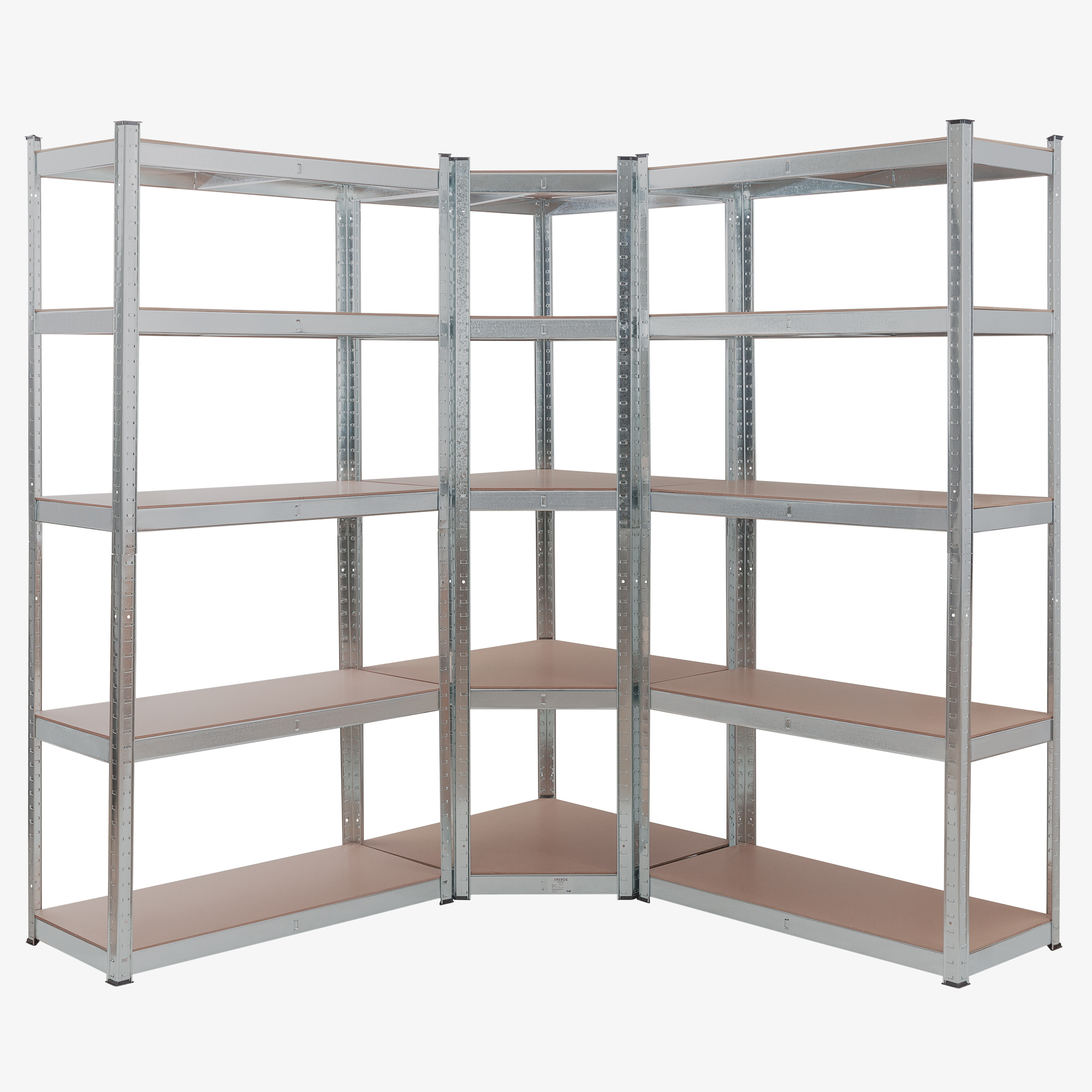 Arebos 2x scaffali per carichi pesanti 180 x 90 x 40 cm + 1x scaffale angolare 180 x 70 x 70 cm - portata 875 kg