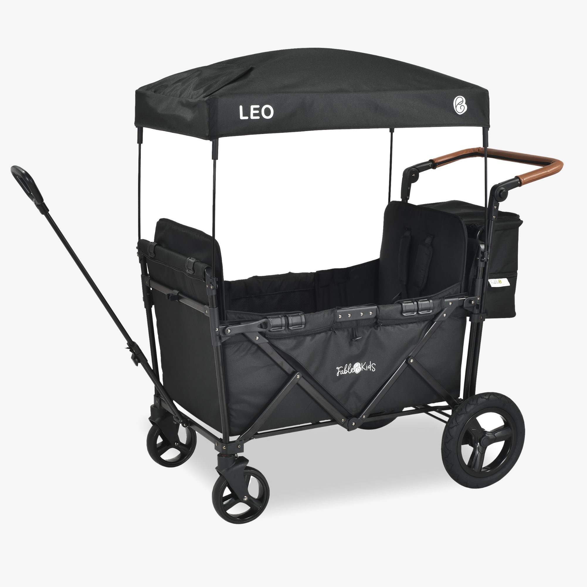 FableKids Carello de mano LEO X2 Plus - Ruote offroad, sacca posteriore XXL, barra di spinta e trazione
