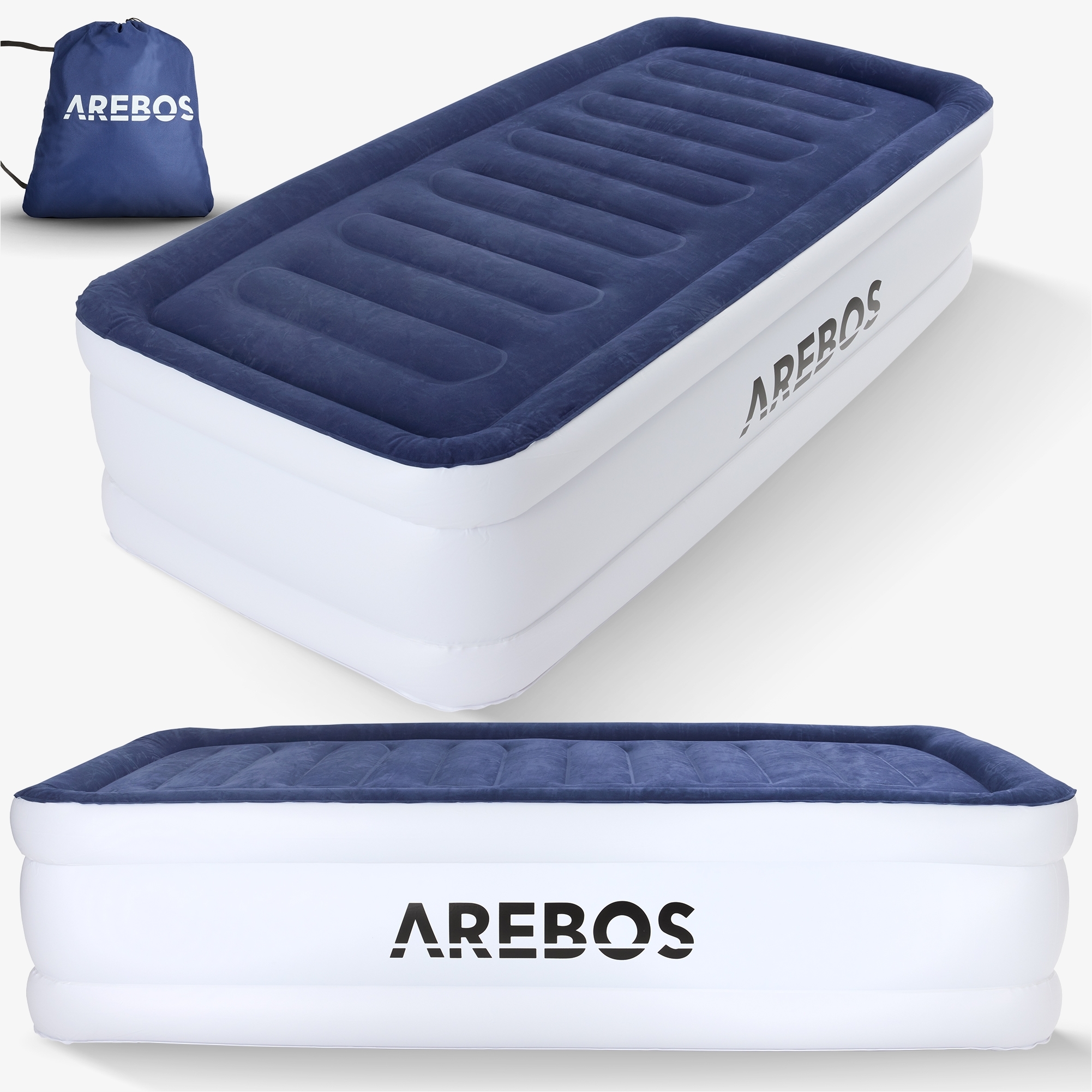 Materasso gonfiabile Arebos Letto ad aria per ospiti con pompa elettrica, inclusa borsa, per 1 persona - 203 x 95 x 51cm