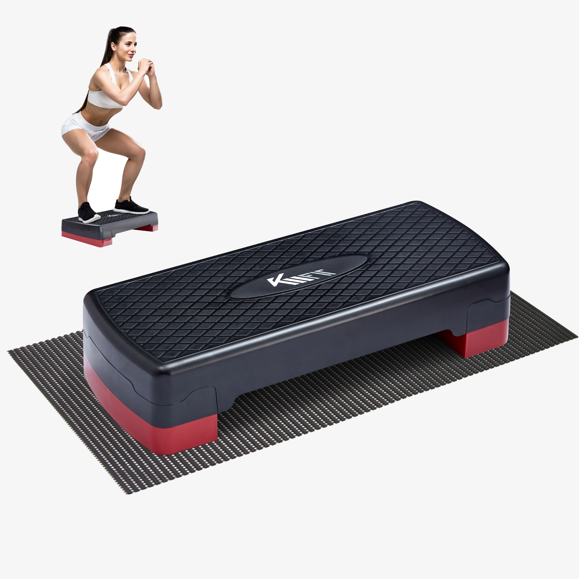 KM-Fit Aerobic Step Board Fitness Stepper regolabile in altezza 10/15 cm Antiscivolo per principianti e professionisti