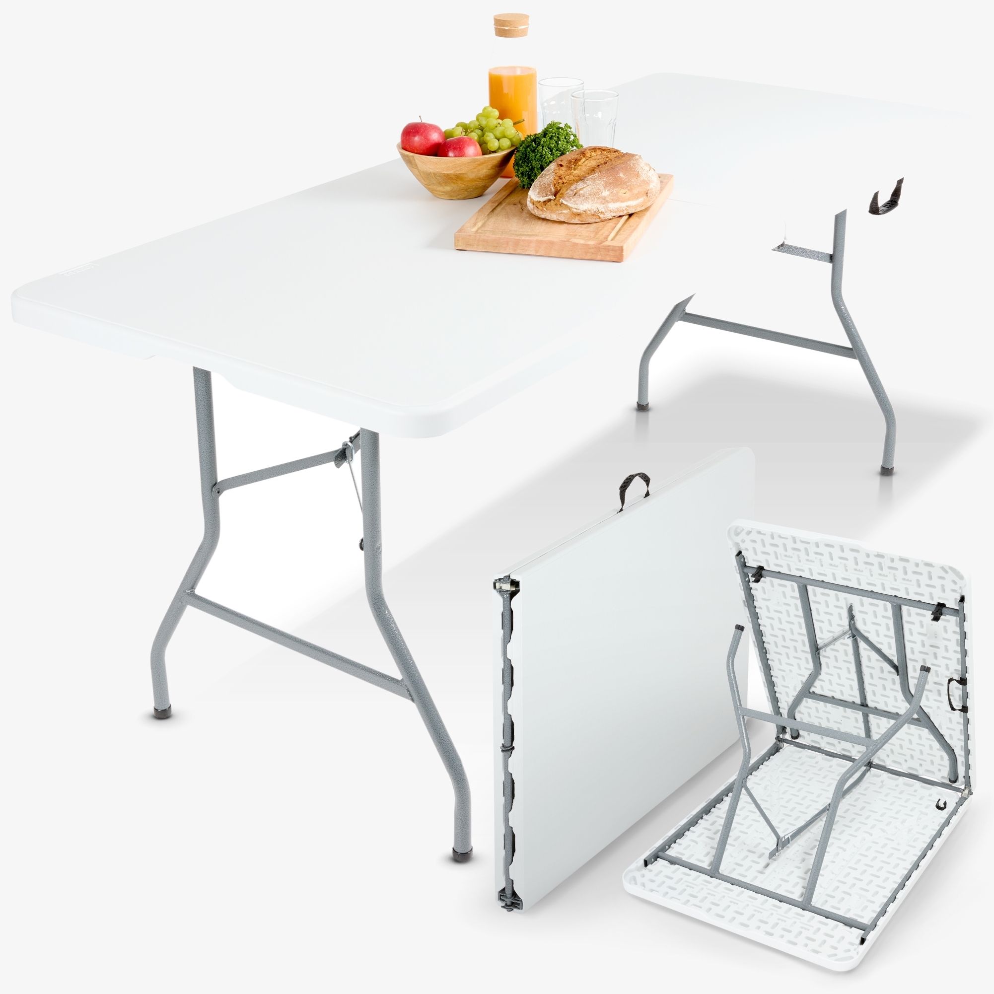 Arebos Tavolo pieghevole - 182x74x74cm - Campeggio, festa in giardino, facile da pulire, pieghevole con maniglia