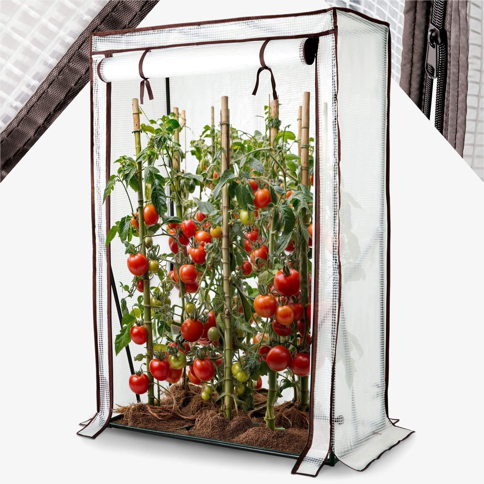 Serra per pomodori Arebos 100 x 50 x 150 cm | Resistente alle intemperie | Sistema zip | Struttura robusta