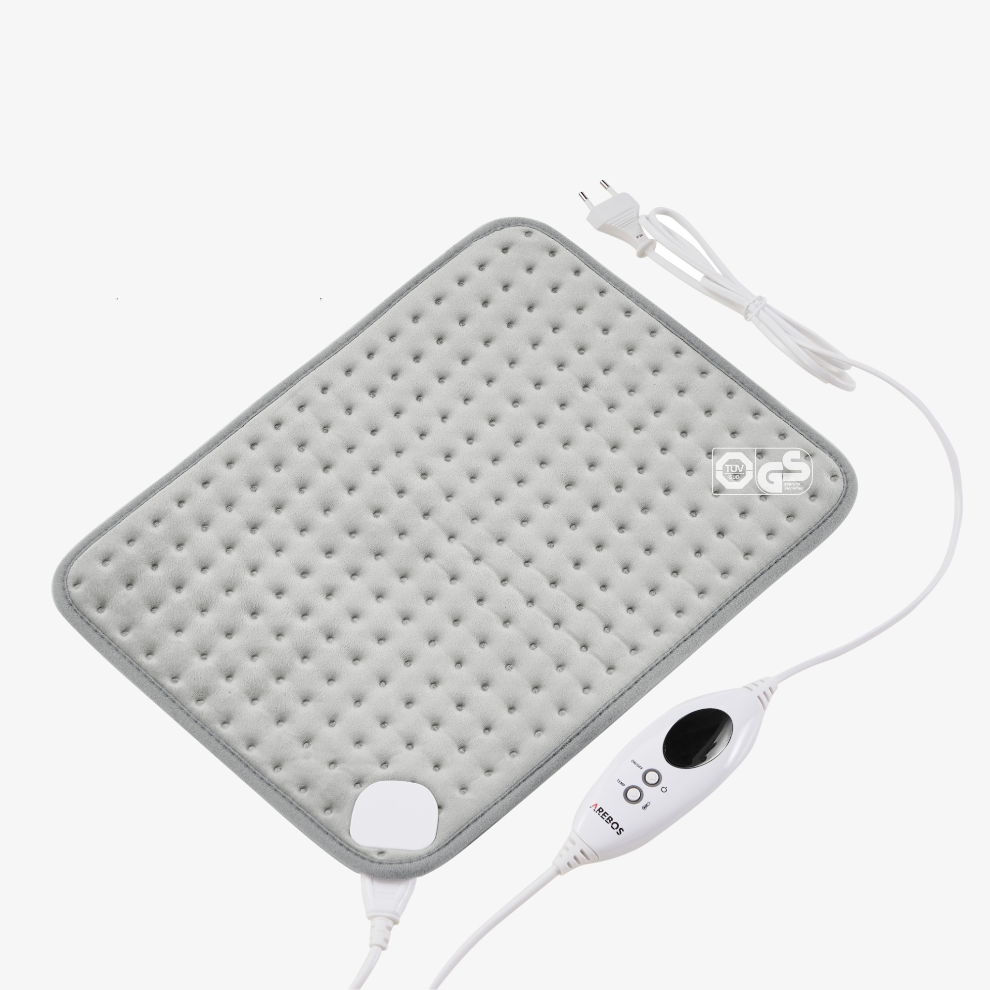 Arebos Cuscino riscaldante elettrico - 42x 32cm per schiena, spalla e collo - Grigio