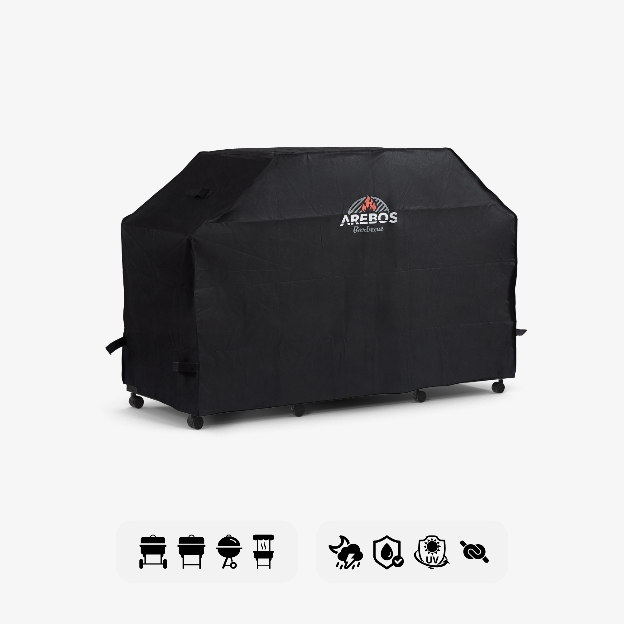 Arebos Coperchio universale per barbecue 147x61x122 cm,tessuto Oxford 600D Rivestimento anti-UV Resistente alle intemperi