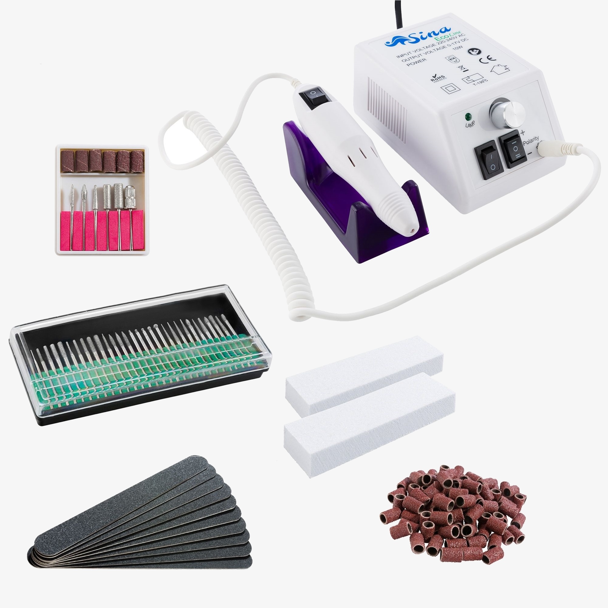 Sina Tagliaunghie elettrico Lima per unghie,incl. 159 accessori,20.000 giri/min - Bianco
