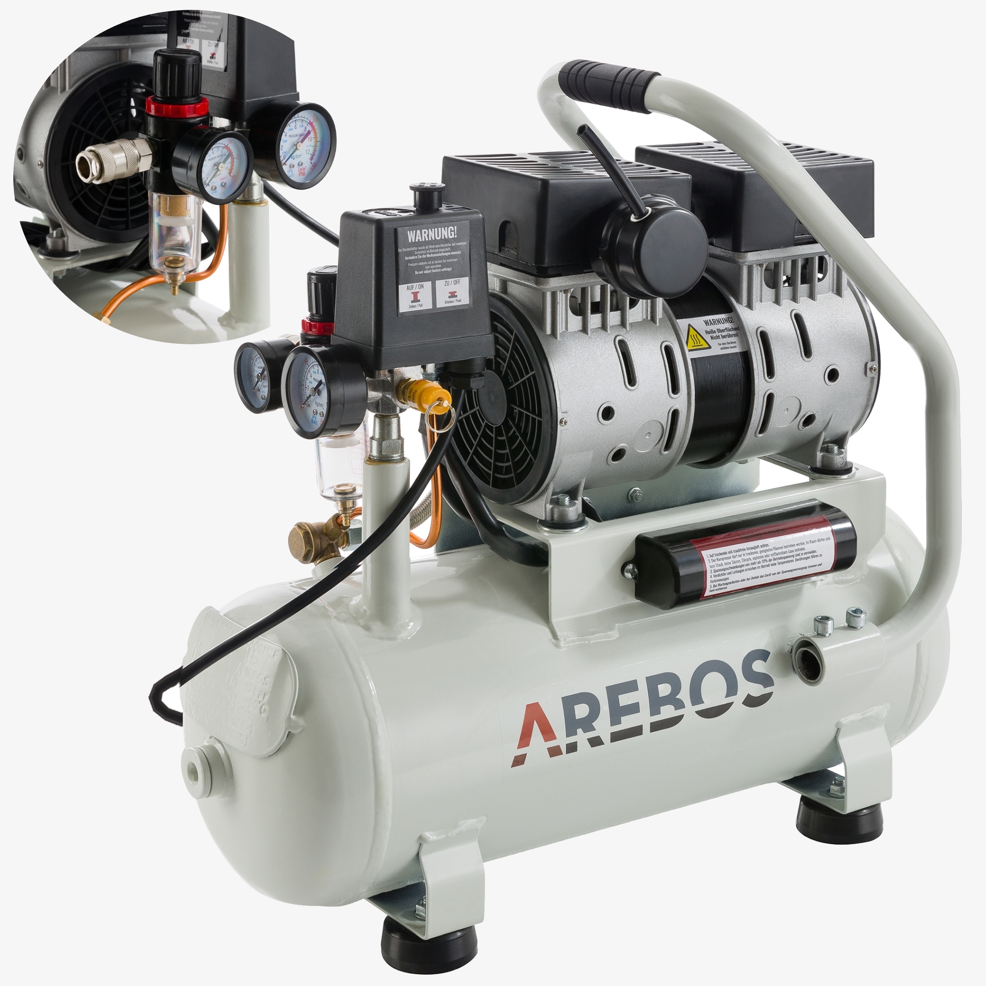 Arebos Compressore d'aria 12L, potenza 500W, 8 Bar