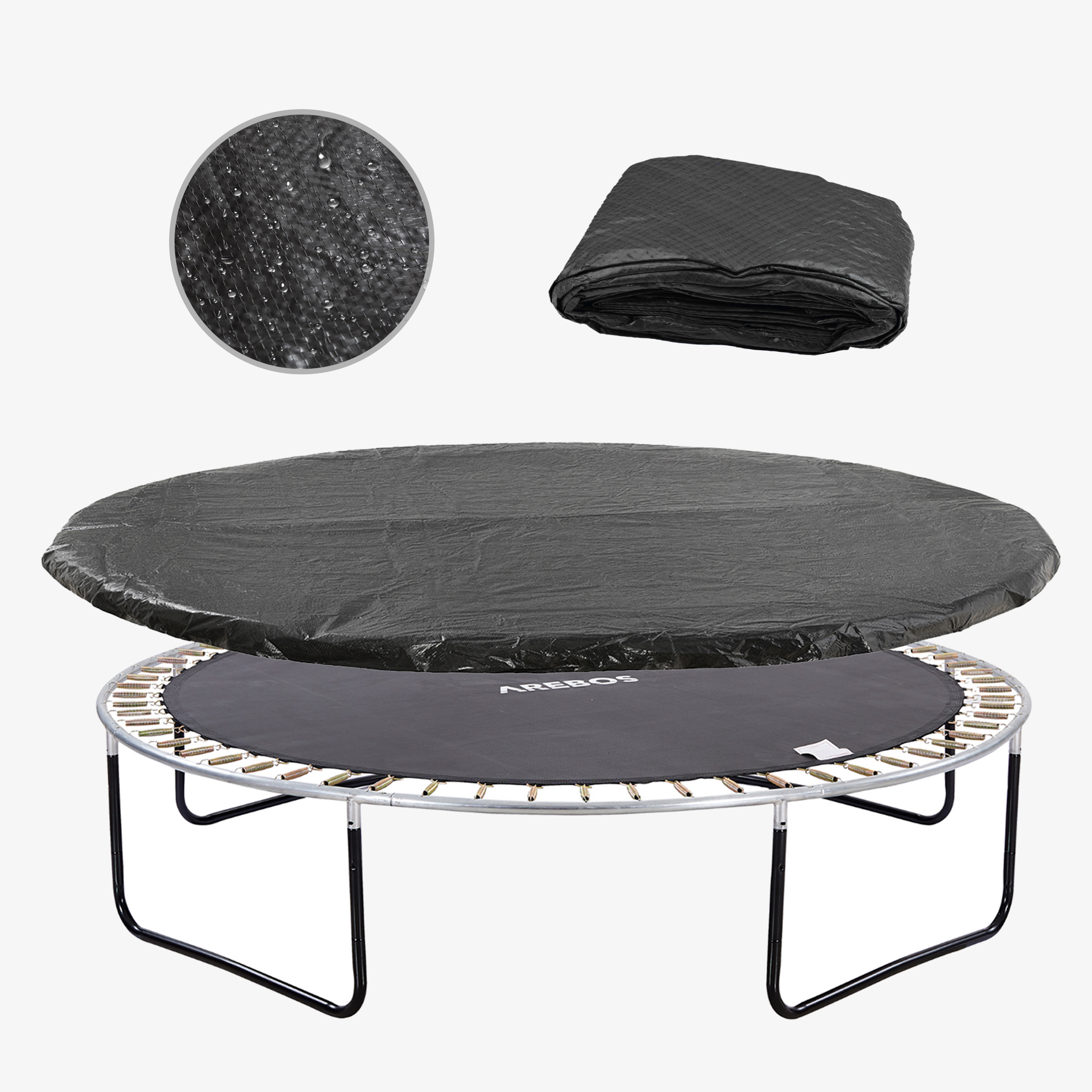 Arebos Telone per trampolino Ø 430 cm nero antistrappo e resistente ai raggi UV telone di protezione per trampolino