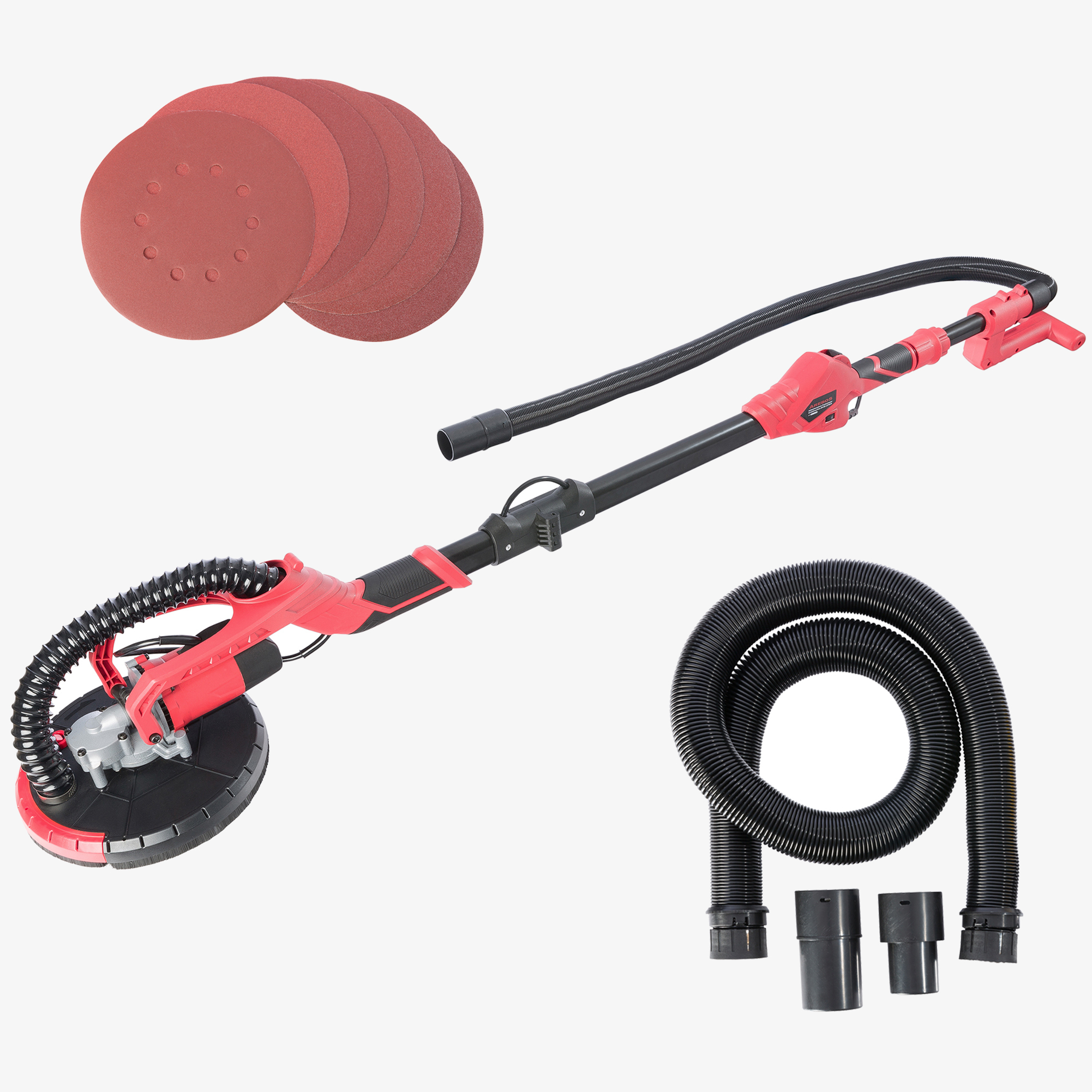 Levigatrice a collo lungo Arebos 750W - testa di levigatura rotonda Ø225mm, accessori inclusi