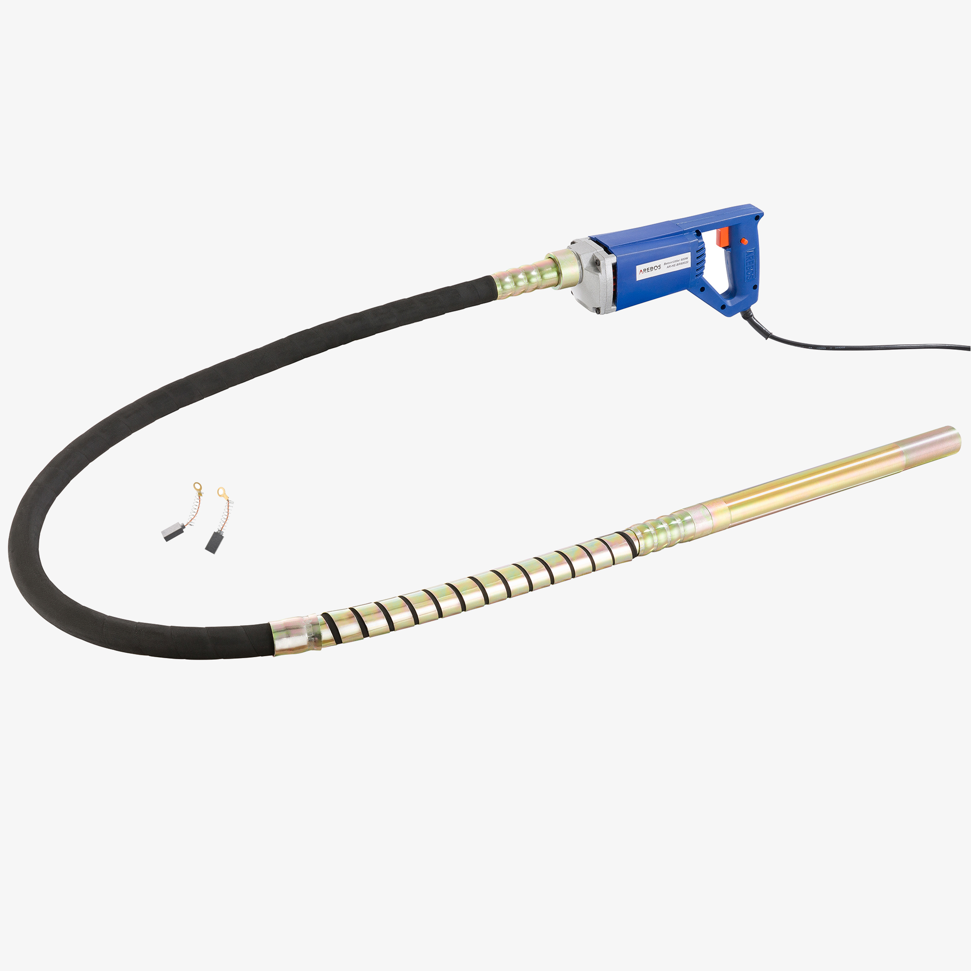 Arebos Vibratore per calcestruzzo con bottiglia vibrante 800W, elettrico, lunghezza cavo 2M, albero flessibile