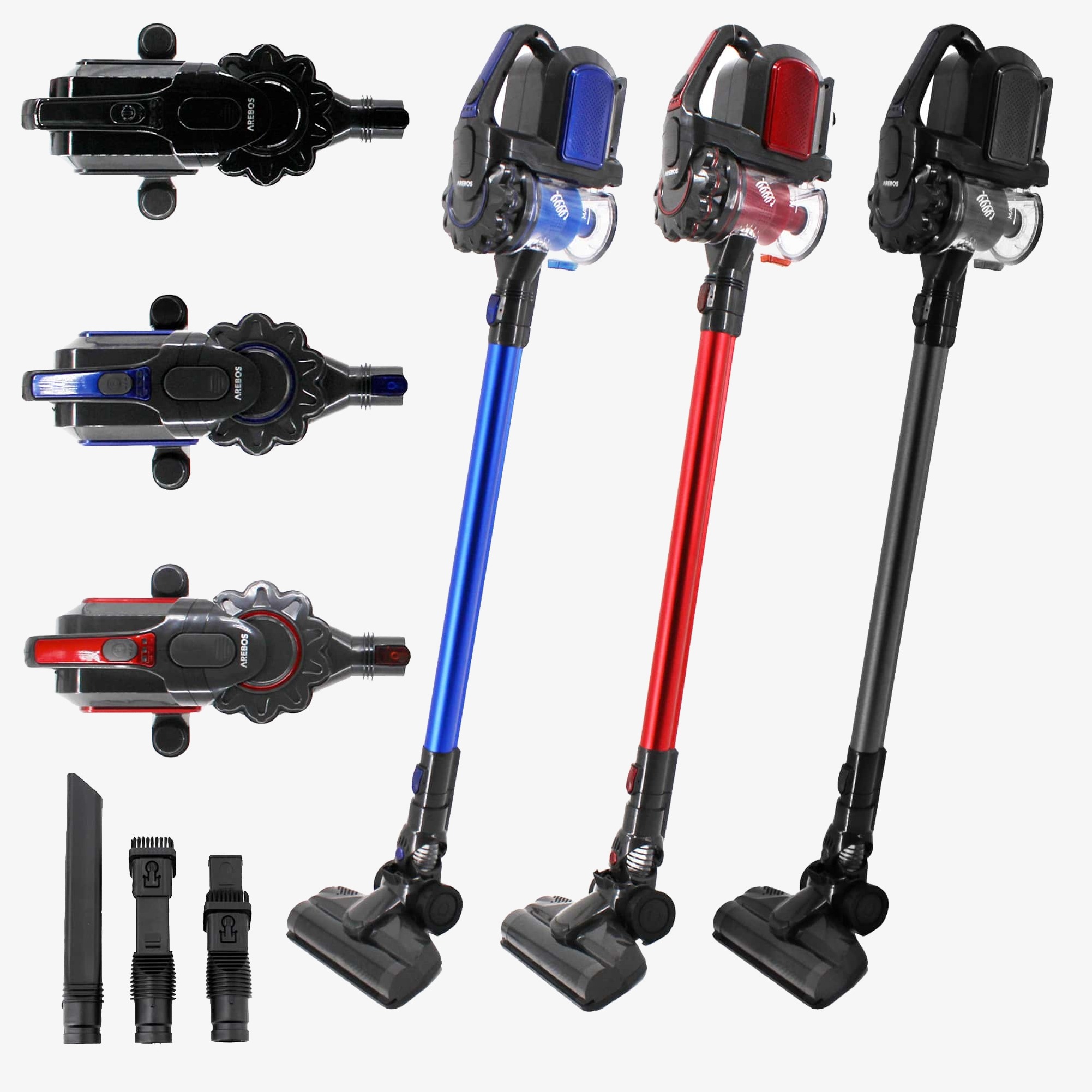 Arebos 2in1 Battery Hand Vacuum Cleaner 200W Bagless Floor Vacuum Cleaner incl. stazione di ricarica a muro