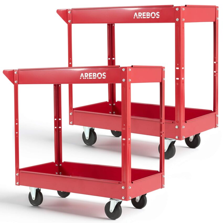Carrello da officina con 2 scomparti 2 pezzi rosso