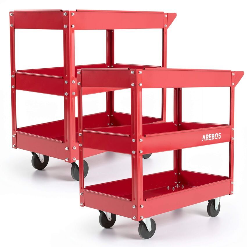 Trolley Carello de officina 3 scomparti Set di 2 