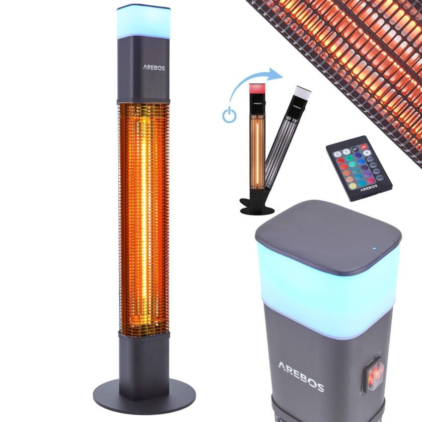 Riscaldatore da terrazza a infrarossi 1500W con LED nero