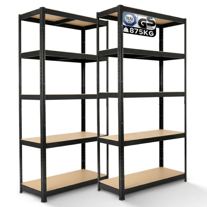 2x Scaffale per carichi pesanti 180 x 90 x 40 cm 875 kg - Nero