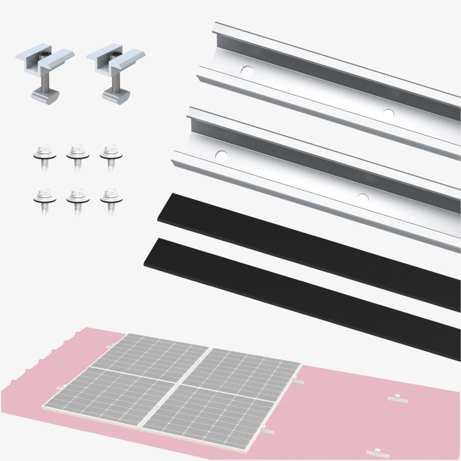 Set di montaggio per tetti in lamiera grecata Profilo a U 20 cm - set di prolunghe