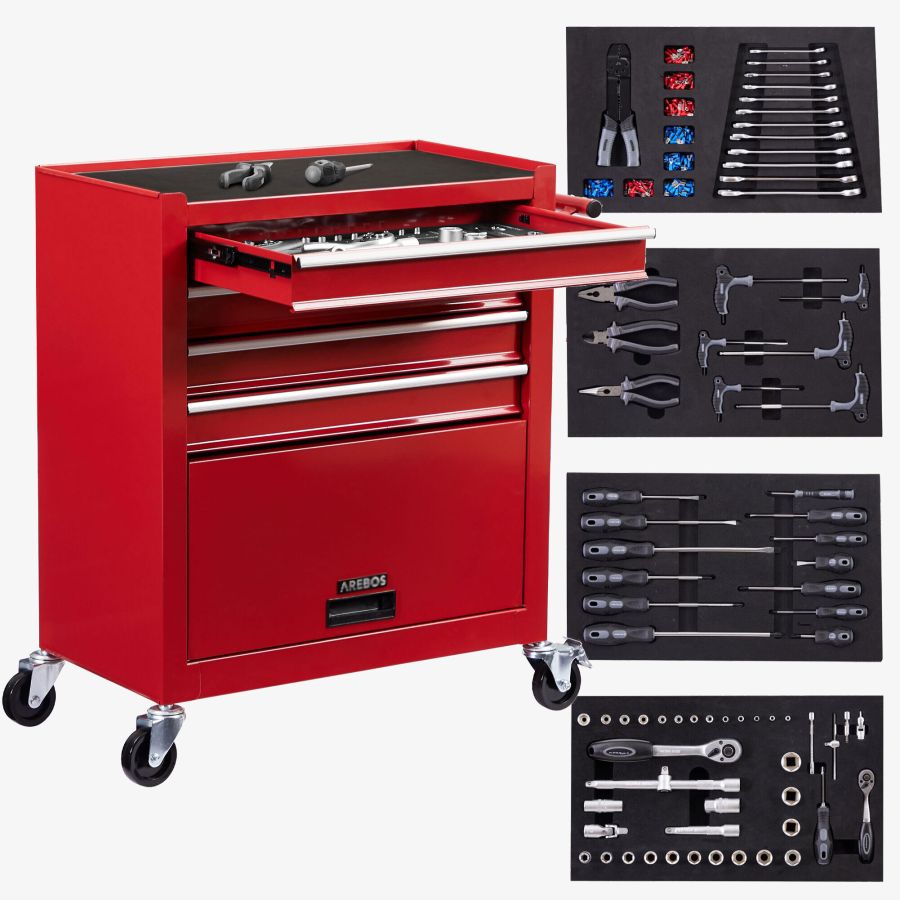 Carrello portautensili - 4 scomparti incl. utensili