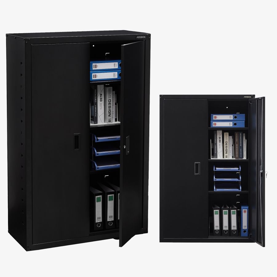 Armadio per archiviazione_garage 140 x 90 x 40 cm Nero