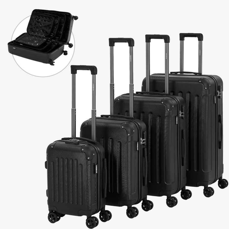 Set di 4 valigie da viaggio nero
