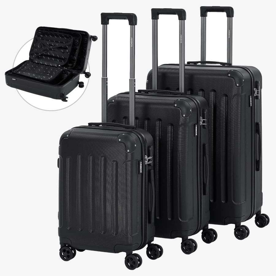 Set di 3 valigie da viaggio Nero