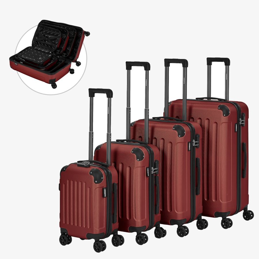 Set di 4 valigie da viaggio rosso