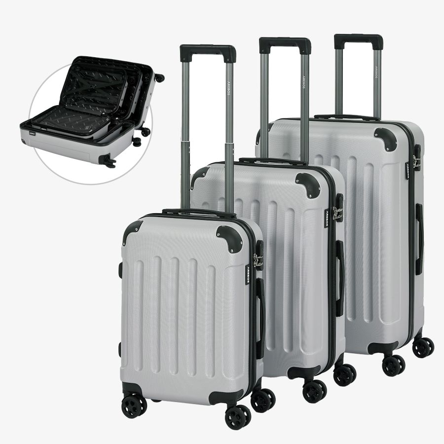 Set di 3 valigie da viaggio Argento