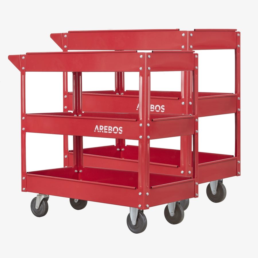 Trolley Carello de officina 3 scomparti Set di 2 