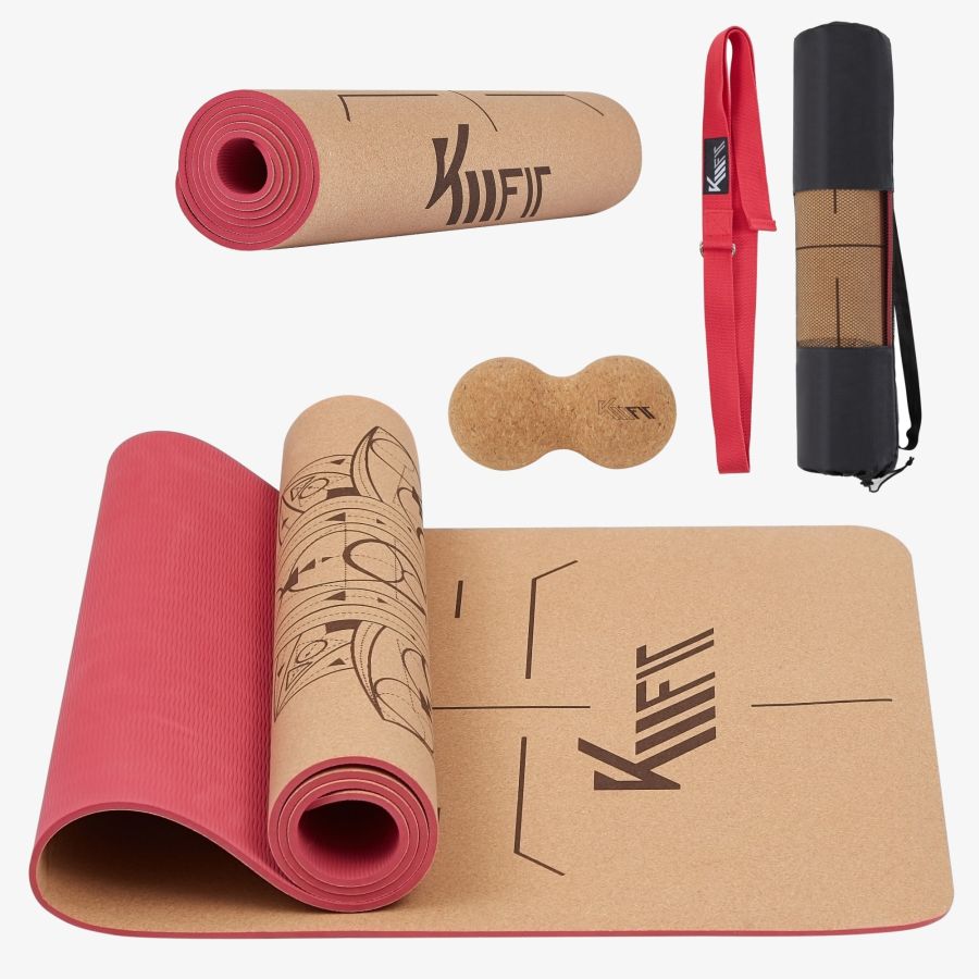 KM-Fit Tpe tappetino yoga 183 x 61 cm rosa