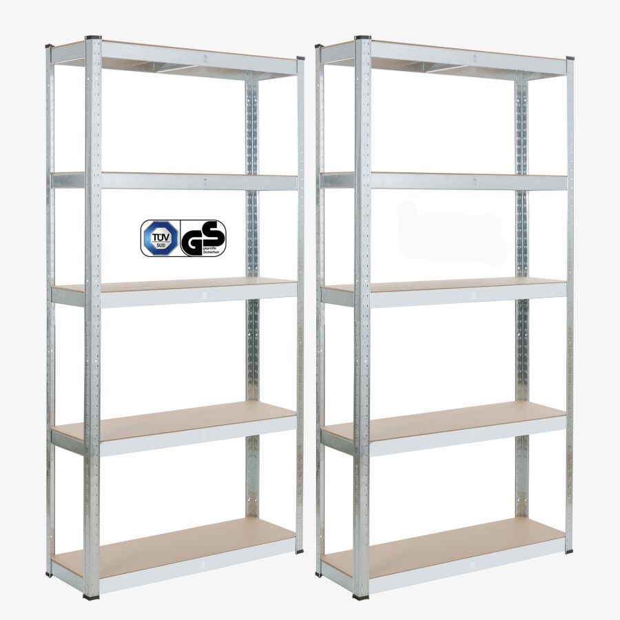 2x Scaffale per carichi pesanti 180 x 90 x 30 cm 875 kg - argento