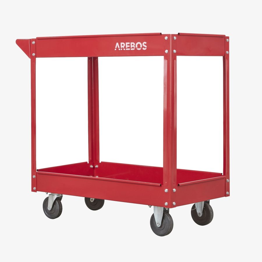 Carrello da officina a 2 scomparti rosso