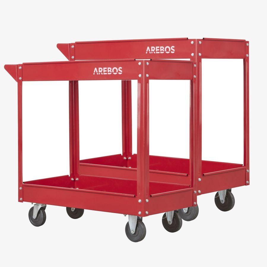 Carrello da officina con 2 scomparti 2 pezzi rosso