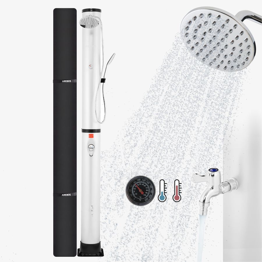 Doccia solare 40L con Termometro e doccetta d'argento