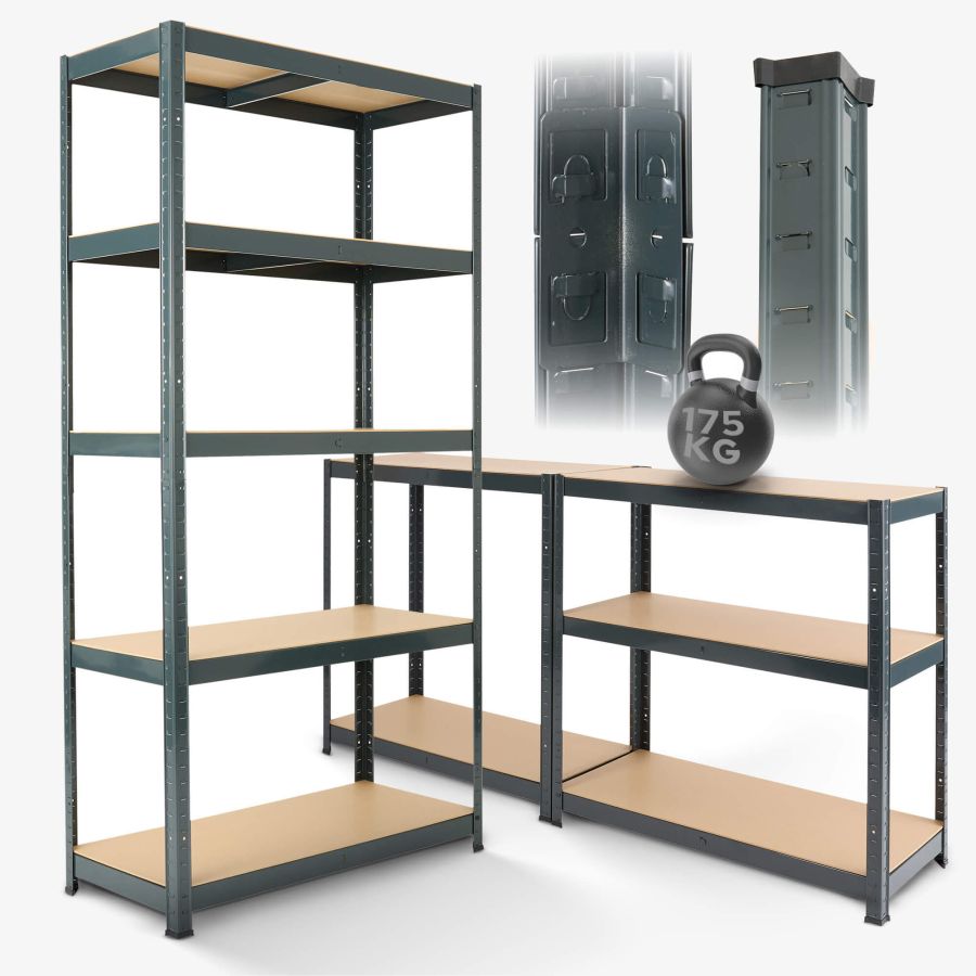 Scaffale per carichi pesanti 180 x 90 x 40 cm 875 kg - Antrazite 