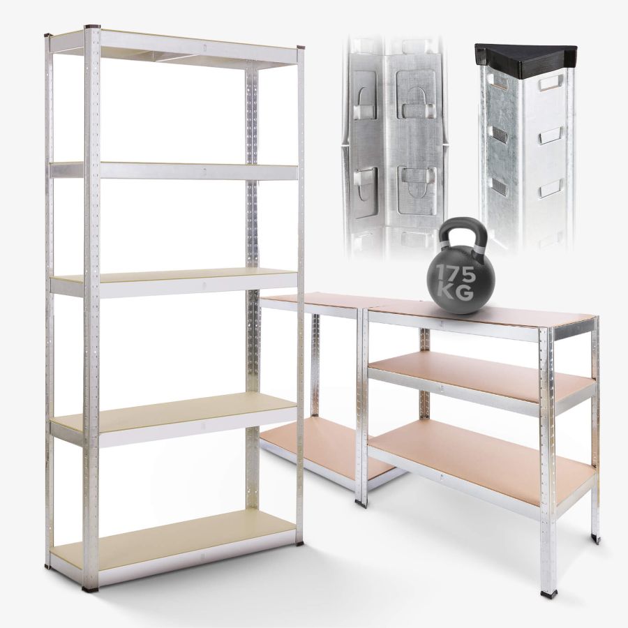 Scaffale per carichi pesanti 180 x 90 x 40 cm 875 kg - argento